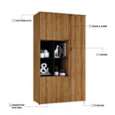 Ver imagem 5 de Armário Alto com Nicho e 03 Portas 161,5x90x42cm Marrom/Lamina Mel/Preto