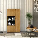 Ver imagem 1 de Armário Alto com Nicho e 03 Portas 161,5x90x42cm Marrom/Lamina Mel/Preto