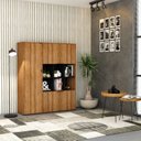 Ver imagem 7 de Armário Alto com Nichos e 05 Portas 161,5x135x42cm Marrom/Lamina Mel/Preto