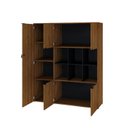 Ver imagem 2 de Armário Alto com Nichos e 05 Portas 161,5x135x42cm Marrom/Lamina Mel/Preto