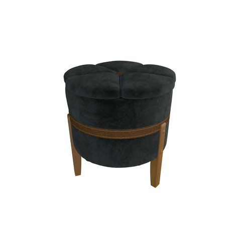 Puff Pétala Decorativo Premium Apoio para Os Pés Banco Estofado Redondo Banqueta Moderno Cor Preto