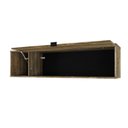 Ver imagem 2 de Armário Aéreo com Nicho e Porta Basculante 35x135x35cm Marrom/Carvalho/Preto