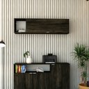 Ver imagem 1 de Armário Aéreo com Nicho e Porta Basculante 35x135x35cm Marrom/Carvalho/Branco