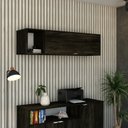 Ver imagem 7 de Armário Aéreo com Nicho e Porta Basculante 35x135x35cm Marrom/Carvalho/Branco