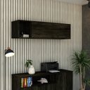 Ver imagem 7 de Armário Aéreo com Nicho e Porta Basculante 35x135x35cm Marrom/Carvalho/Preto