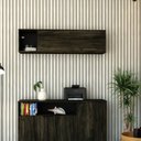 Ver imagem 1 de Armário Aéreo com Nicho e Porta Basculante 35x135x35cm Marrom/Carvalho/Preto
