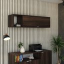 Ver imagem 7 de Armário Aéreo com Nicho e Porta Basculante 35x135x35cm Marrom/Nogal/Branco