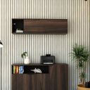 Ver imagem 1 de Armário Aéreo com Nicho e Porta Basculante 35x135x35cm Marrom/Nogal/Preto