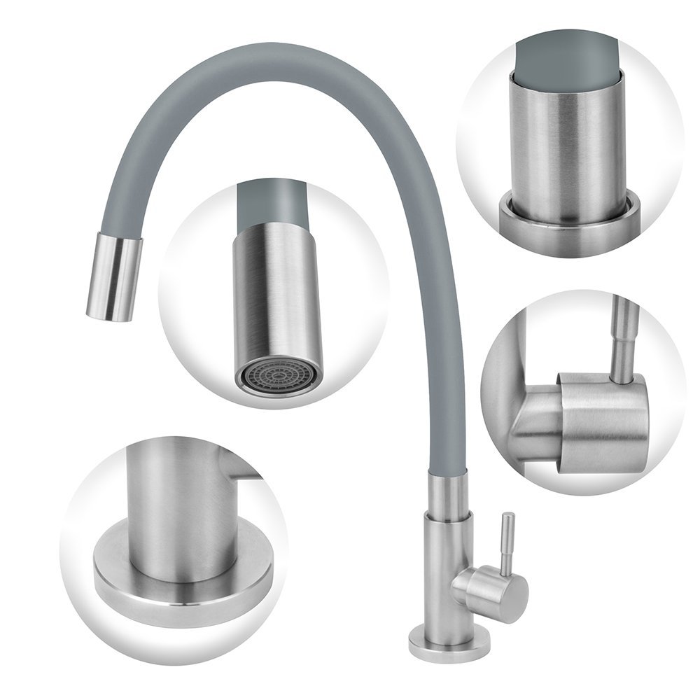 Torneira de Cozinha Inox Mesa Flexível Gourmet Cinza/gray - 2