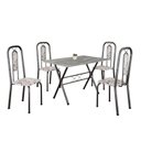 Ver imagem 2 de Conjunto de Mesa Tubular 100x60cm Tampo em Granito com 4 Cadeiras Lívia Prata/Arabesco/Mart