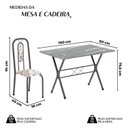 Ver imagem 3 de Conjunto de Mesa Tubular 100x60cm Tampo em Granito com 4 Cadeiras Lívia Prata/Arabesco/Mart
