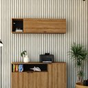 Ver imagem 1 de Armário Aéreo com Nicho e Porta Basculante 35x135x35cm Marrom/Lamina Mel/Preto