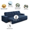 Ver imagem 3 de Sofá Retrátil e Reclinável 3 Lugares 2,30m com Molas Stella Suede Adonai Estofados