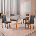 Ver imagem 7 de Mesa de Jantar Copper Lorena 120cm Tampo MDF Vidro Canto Copo com 4 Cadeiras Moderna Mobília