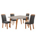 Ver imagem 1 de Mesa de Jantar Copper Lorena 120cm Tampo MDF Vidro Canto Copo com 4 Cadeiras Moderna Mobília