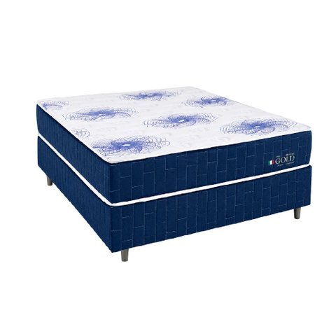 Cama Box King + Colchão Espuma D28 Topazio The Gold 198x200x60cm