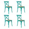 Conjunto de Mesa Eiffel Redondo Tampo de Vidro 110cm com 4 Cadeiras Katrina Azul Turquesao Be - 4