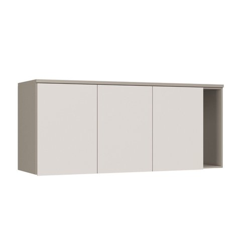Módulo Aéreo para Quarto 3 Portas Elegance Cinza/Niquel/Blanc