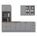 Ver imagem 7 de Kit de Cozinha Modulada 5 Peças Americana (1 Aéreo. 2 Balcões, 1 Paneleiro, 1 Complemento) Cinza