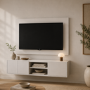 Ver imagem 1 de Painel com Rack Funcional para TV Moscou Suspenso 136cm Branco Byhouse