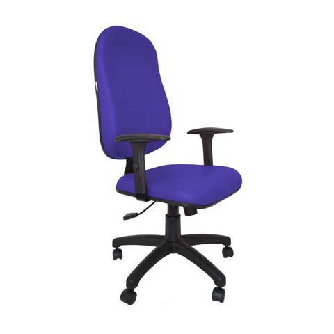 Poltrona Presidente Atom Braço Regulável - Couro Sintetico Corano - Azul