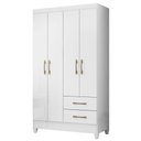 Ver imagem 2 de Guarda Roupa Solteiro Chile com Cômoda Vênus com Pés e Armário Multiuso Jade Branco Brilho-