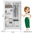 Ver imagem 3 de Guarda Roupa Solteiro Chile com Cômoda Vênus com Pés e Armário Multiuso Jade Branco Brilho-
