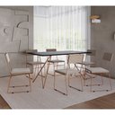 Ver imagem 2 de Cadeira de Jantar Estofada Málaga Base Cobre Veludo para Sala Cozinha Mesa e Decoração - Cobre/bege