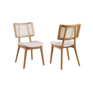 Kit 2 Cadeiras de Jantar Luna com Tela Madeira Maciça Linho Cru