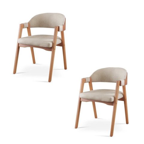 Kit 2 Cadeiras para Mesa de Jantar Gaia Yescasa Bege