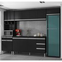 Ver imagem 2 de Cozinha Modulada Completa Andréia 04 Peças com Balcão Gabinete 160cm Preto - Abmaza