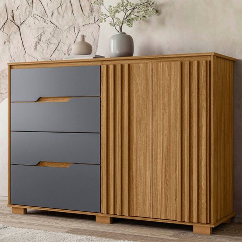 Cômoda para Quarto 4 Gavetas 147cm Gênova M07 Freijó/cinza - Mpozenato