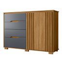 Ver imagem 2 de Cômoda para Quarto 4 Gavetas 147cm Gênova M07 Freijó/cinza - Mpozenato