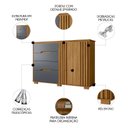 Ver imagem 3 de Cômoda para Quarto 4 Gavetas 147cm Gênova M07 Freijó/cinza - Mpozenato