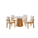 Ver imagem 2 de Conjunto de Jantar Mesa Áustria 0,90cm x 0,90cm Tampo MDF/Vidro com 4 Cadeiras Mônaco Yescasa Marrom/Castanho Cinamomo/Creme/Off White