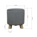 Ver imagem 2 de Puff Cilindro 45cm Linho Pés Madeira B3 Móveis: Linho Cinza