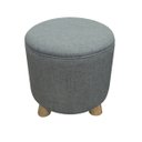 Ver imagem 1 de Puff Cilindro 45cm Linho Pés Madeira B3 Móveis: Linho Cinza