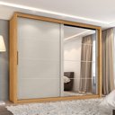 Ver imagem 1 de Guarda Roupa Casal Essencial 2 Portas de Correr 6 Gavetas com 8 Espelhos Yescasa Marrom Cinamomo