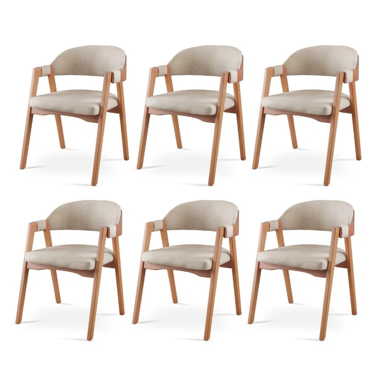 Kit 6 Cadeiras para Mesa de Jantar Gaia Yescasa
