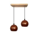 Ver imagem 1 de Luminária Pendente Cúpula Bola Suporte Madeira Pinus – Soquete E-27 – Abf Luminárias:cobre Terra