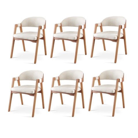Kit 6 Cadeiras para Mesa de Jantar Gaia Yescasa Bege