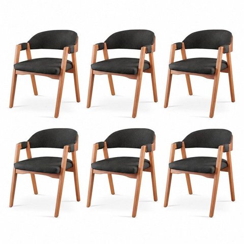 Kit 6 Cadeiras para Mesa de Jantar Gaia Yescasa Preto