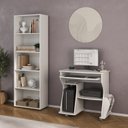 Ver imagem 1 de Conjunto 2 Peças com Escrivaninha para Computador Cpu e Estante para Livros 5 Prateleiras Branco