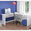 Ver imagem 3 de Conjunto 2 Peças com Mesa para Escritório em L 1 Gaveta e Estante para Livros 5 Prateleiras Branco 100% MDF