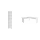 Ver imagem 2 de Conjunto 2 Peças com Mesa para Escritório em L 1 Gaveta e Estante para Livros 5 Prateleiras Branco 100% MDF