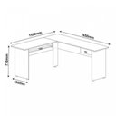 Ver imagem 5 de Conjunto 2 Peças com Mesa para Escritório em L 1 Gaveta e Estante para Livros 5 Prateleiras Branco 100% MDF