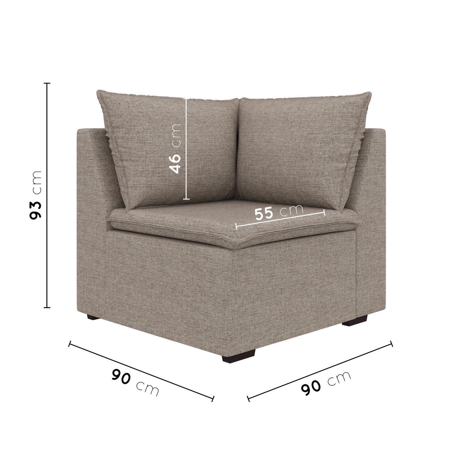 Sofá Modular de Canto 90cm Zen Cabecasa Madeiramadeira - 3