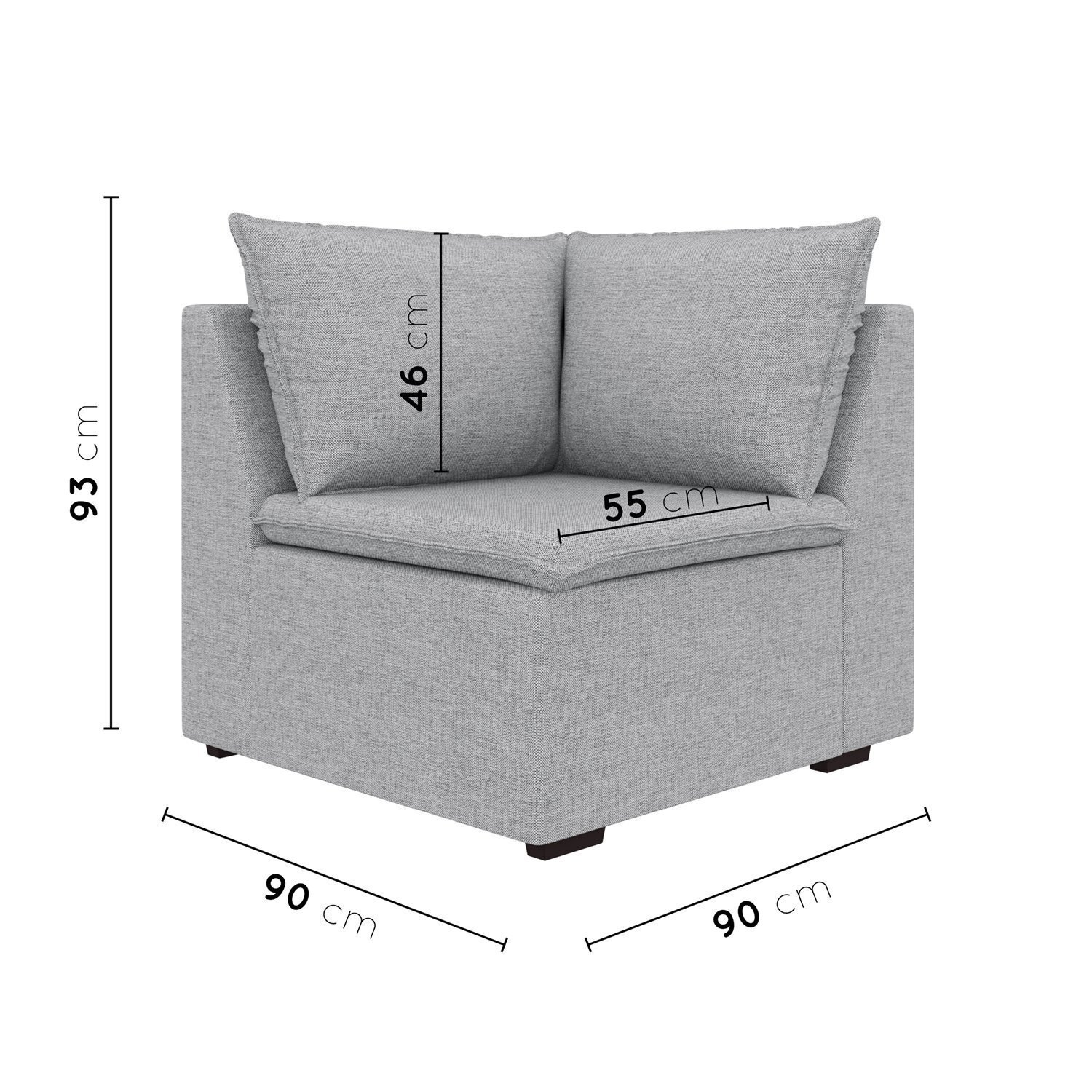 Sofá Modular de Canto 90cm Zen Cabecasa Madeiramadeira - 3