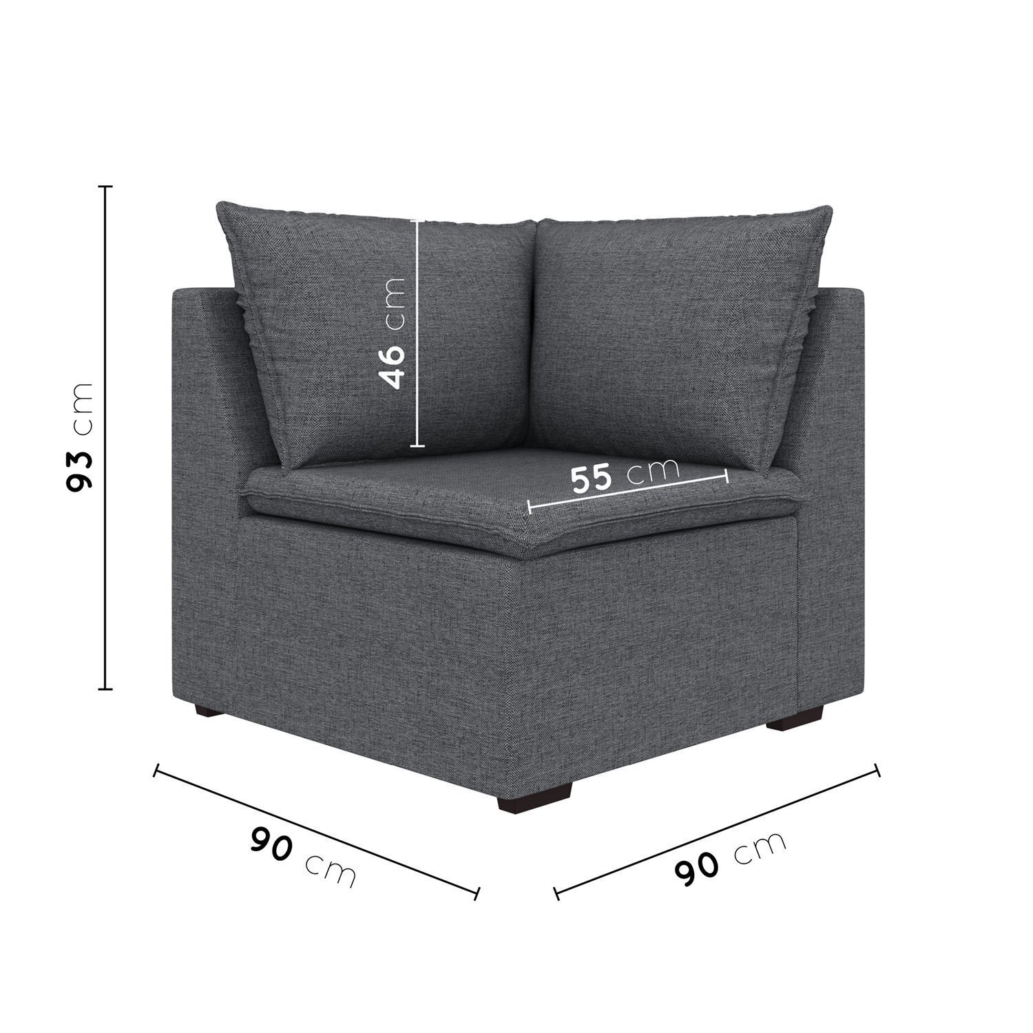 Sofá Modular de Canto 90cm Zen Cabecasa Madeiramadeira - 3