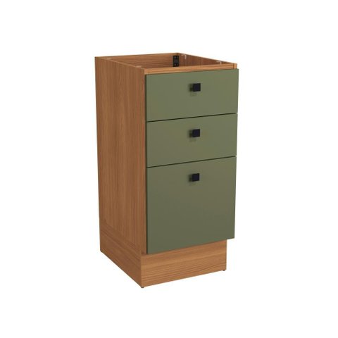 Balcão 3 Gavetas Kappesberg Pixel Canela/verde Frevo 40cm